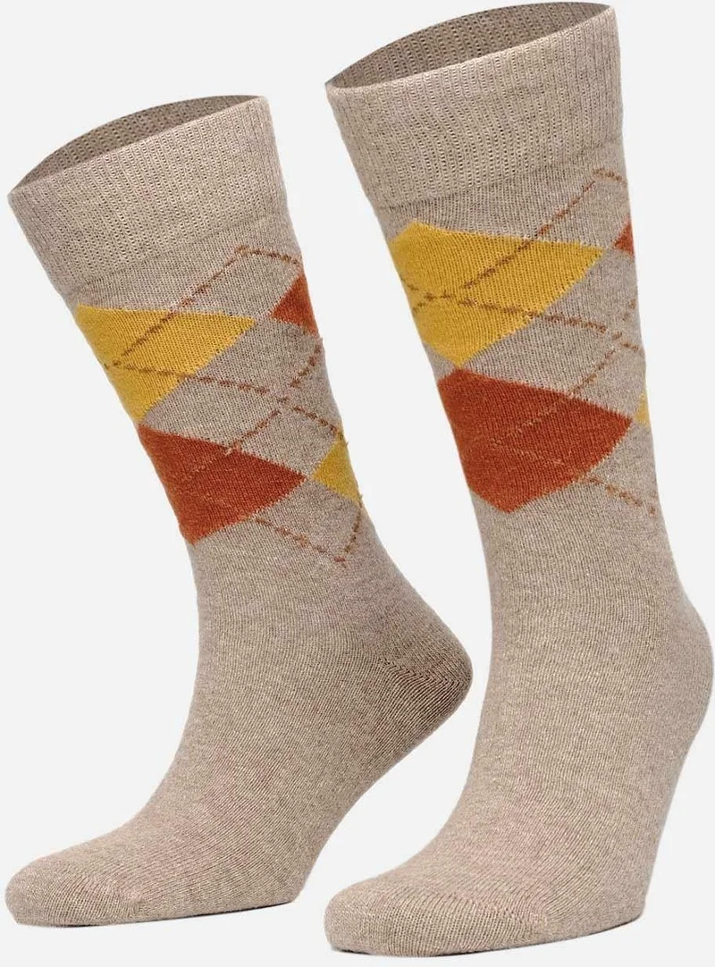 Aytuğ Men's Sheep Wool (Lambswool) Single Beige Socks - A-25081-B