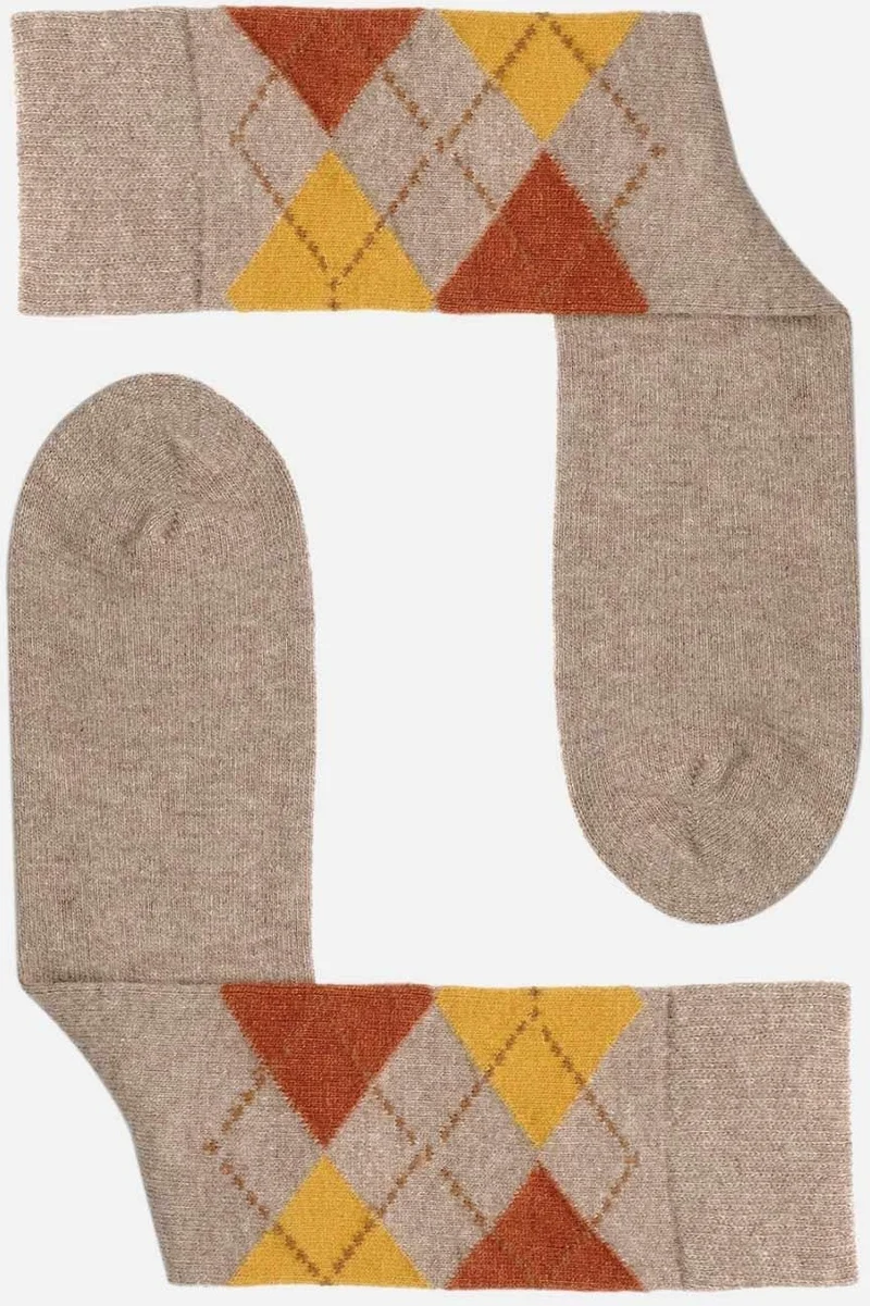 Aytuğ Men's Sheep Wool (Lambswool) Single Beige Socks - A-25081-B