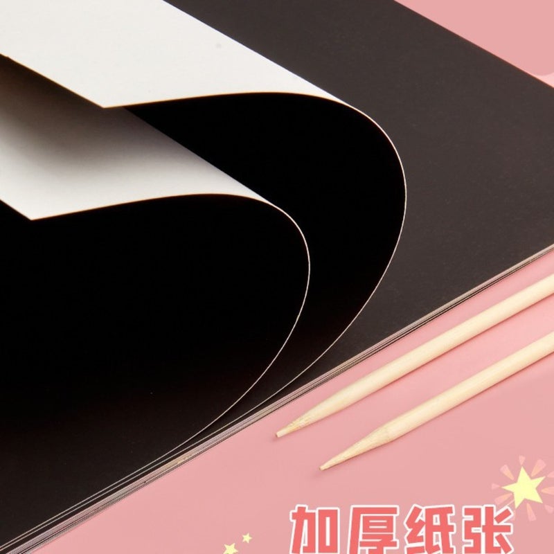 Scratch drawing paper children colorful scratch drawing colorful 8K scratch drawing paper 8 open black elementary school kindergarten A4 - Image 4
