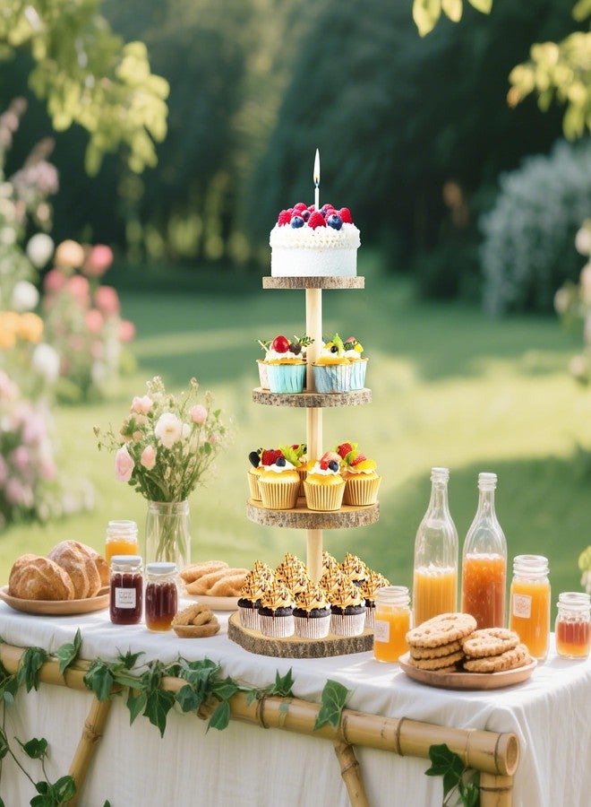Gusnilo Wooden 4-Tier Rustic Cupcake Stand for Wedding Cakes, Tiered Dessert Tower Display Centerpiece for Parties, Events & Celebrations - Image 4