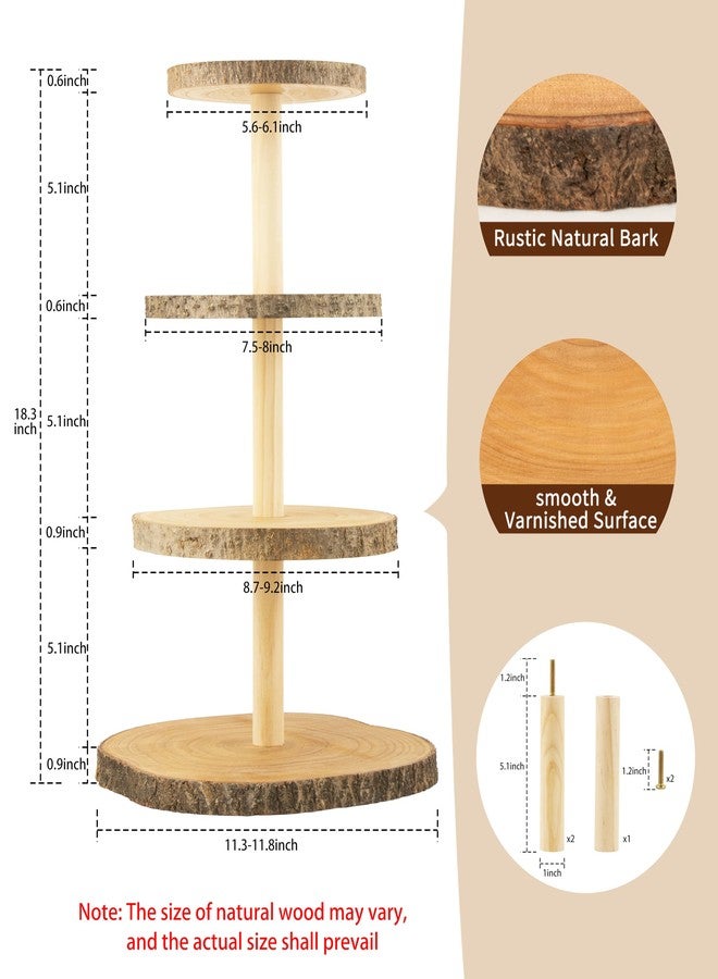Gusnilo Wooden 4-Tier Rustic Cupcake Stand for Wedding Cakes, Tiered Dessert Tower Display Centerpiece for Parties, Events & Celebrations - Image 2