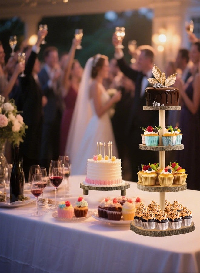 Gusnilo Wooden 4-Tier Rustic Cupcake Stand for Wedding Cakes, Tiered Dessert Tower Display Centerpiece for Parties, Events & Celebrations - Image 5