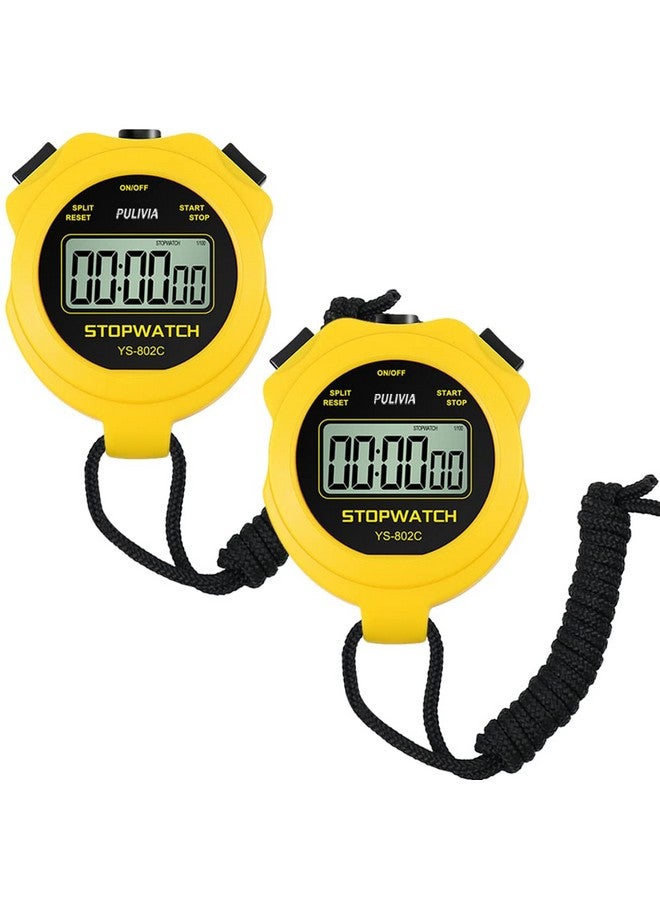 PULIVIA Digital Stopwatch Timer Only Stopwatch with ON/Off, NO Bell Silent No Clock No Date Basic Operation, PULIVIA Sport Stopwatch for Coaches Swimming Running, 2 Pack Yellow - Image 1