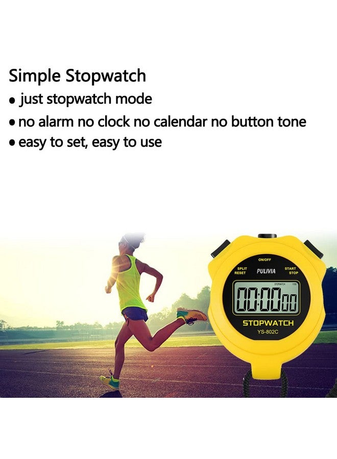 PULIVIA Digital Stopwatch Timer Only Stopwatch with ON/Off, NO Bell Silent No Clock No Date Basic Operation, PULIVIA Sport Stopwatch for Coaches Swimming Running, 2 Pack Yellow - Image 2