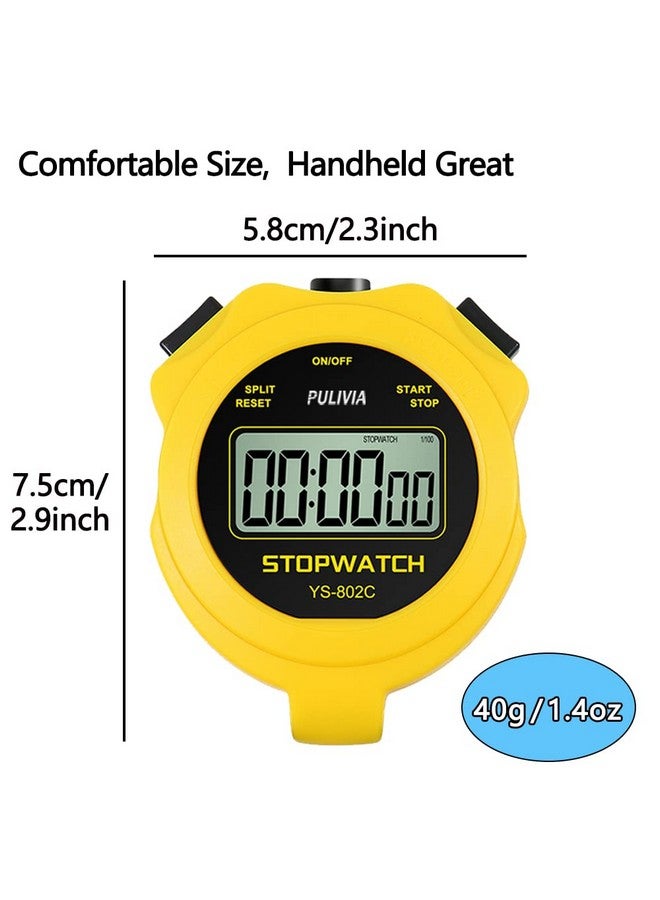 PULIVIA Digital Stopwatch Timer Only Stopwatch with ON/Off, NO Bell Silent No Clock No Date Basic Operation, PULIVIA Sport Stopwatch for Coaches Swimming Running, 2 Pack Yellow - Image 4