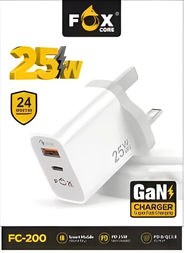 Fox 65W GaN Phone Tablet Wall Charger Laptop Adapter with QC3.0 USB and PD25W Type C-Universal UK Fast Charging Portable Plug Socket with Multi-function Protection for Apple Huawei Xiaomi Samsung,Black - Image 1