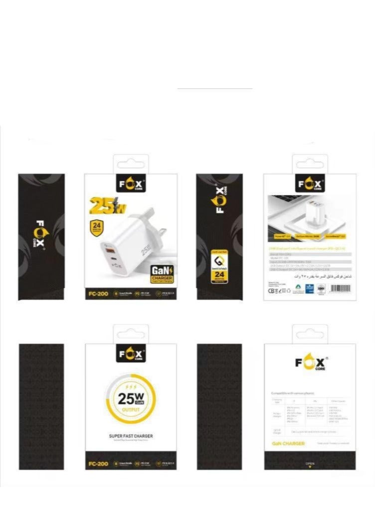 Fox 65W GaN Phone Tablet Wall Charger Laptop Adapter with QC3.0 USB and PD25W Type C-Universal UK Fast Charging Portable Plug Socket with Multi-function Protection for Apple Huawei Xiaomi Samsung,Black - Image 2