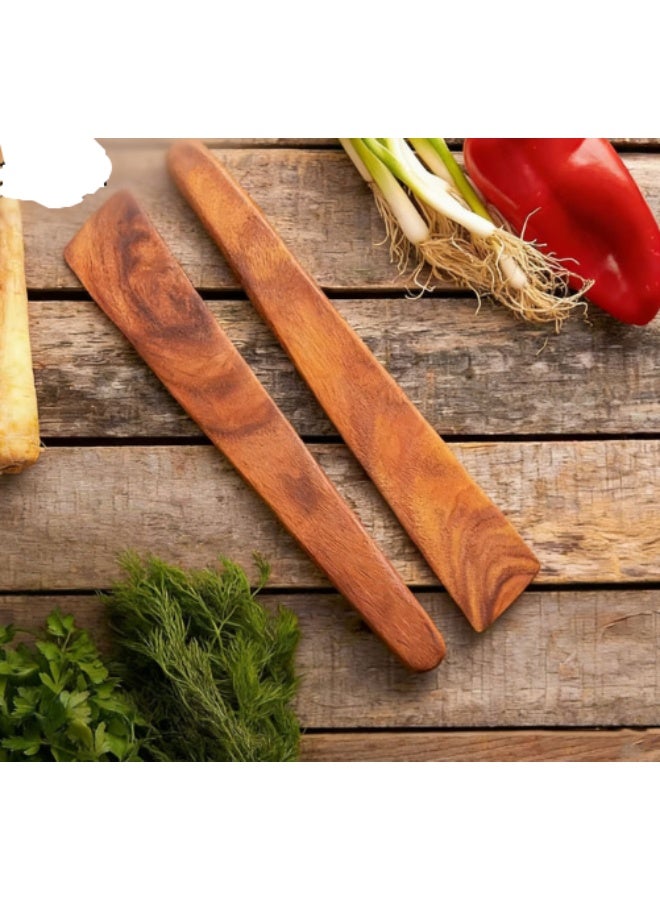 Wooden Spatula for Cooking Set of 2-12 Inch Teak Spatula for Non Stick Frying Pan - Turner & Flipper for Cast Iron, Egg & Pancake Scraper - BPA Free & Heat Resistant Wooden Cooking Utensils - Image 2