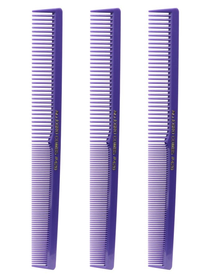 Allegro Combs 420 Hair Stylist Barbers Cutting Combs Beard Comb Mustache Mens Women Toddler Boys Braiding Hair Parting USA 3 Pc. (Purple) - Image 1