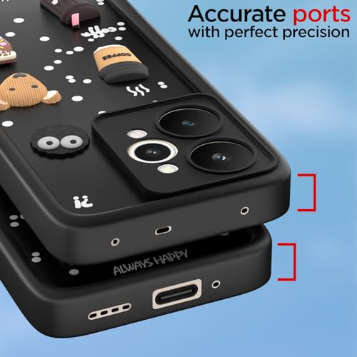 Pikkme Back Cover for Realme 15 5G | 3D Bear Silicone Cute & Fun Coffee Cartoon | Full Body Protection Bumper Case (Black) - Image 4