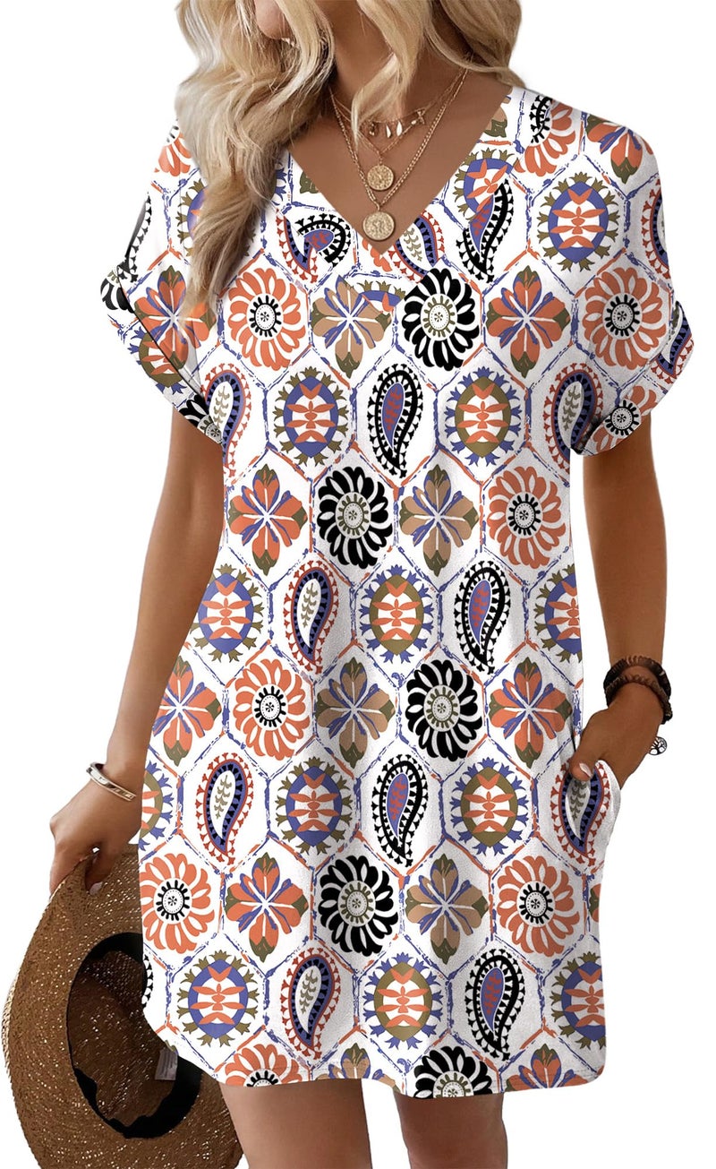 WIHOLL Dresses for Women 2026 Elegant Classy Summer Wedding Guest Dress Beach Vacation Clothes Sundresses Short Sleeve Casual Dresses Travel Resort Wear Graduation Country Concert Date Outfits M - Image 4