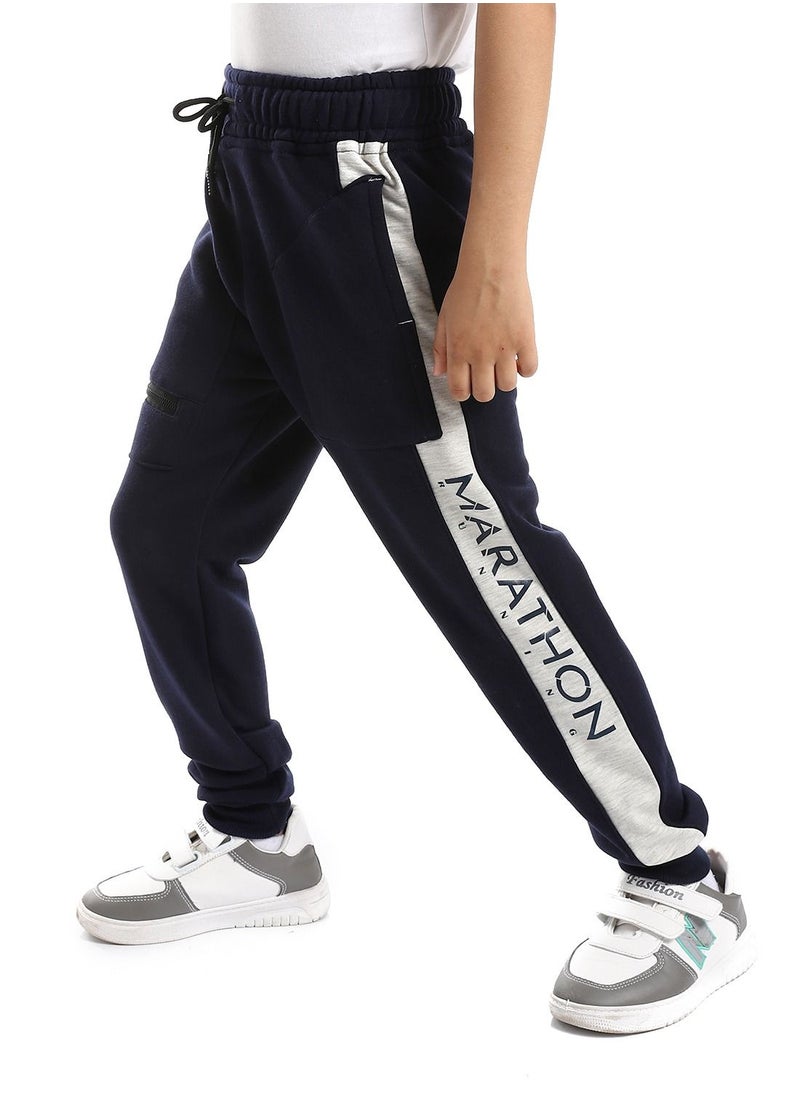 Caesar Boys Elastic Waist Sweatpants With PrintedTape And Front Pocket  - Image 2