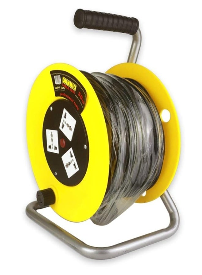 Dannio Power Extension Cable Reel 30M 2.5mm with 3 sockets (Black) - Image 2