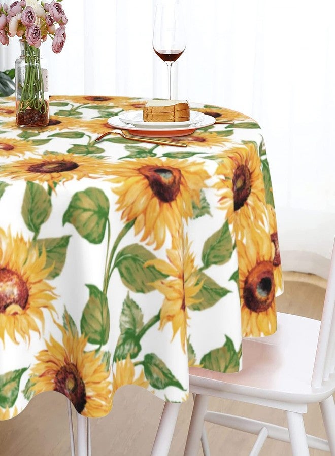 BZKIER Sunflower Tablecloth Round 60 Inch Floral Table Cloth Colorful Vintage Table Cover for Home Party Kitchen Dining Decor - Image 2