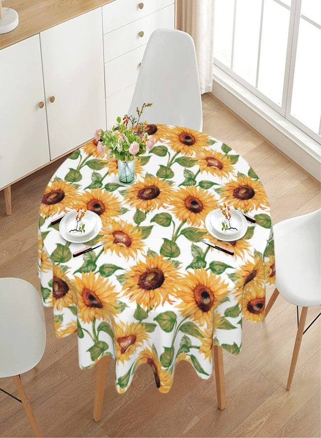 BZKIER Sunflower Tablecloth Round 60 Inch Floral Table Cloth Colorful Vintage Table Cover for Home Party Kitchen Dining Decor - Image 4