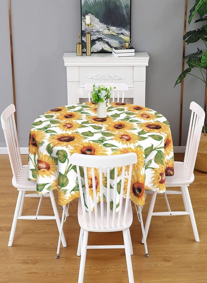 BZKIER Sunflower Tablecloth Round 60 Inch Floral Table Cloth Colorful Vintage Table Cover for Home Party Kitchen Dining Decor - Image 5