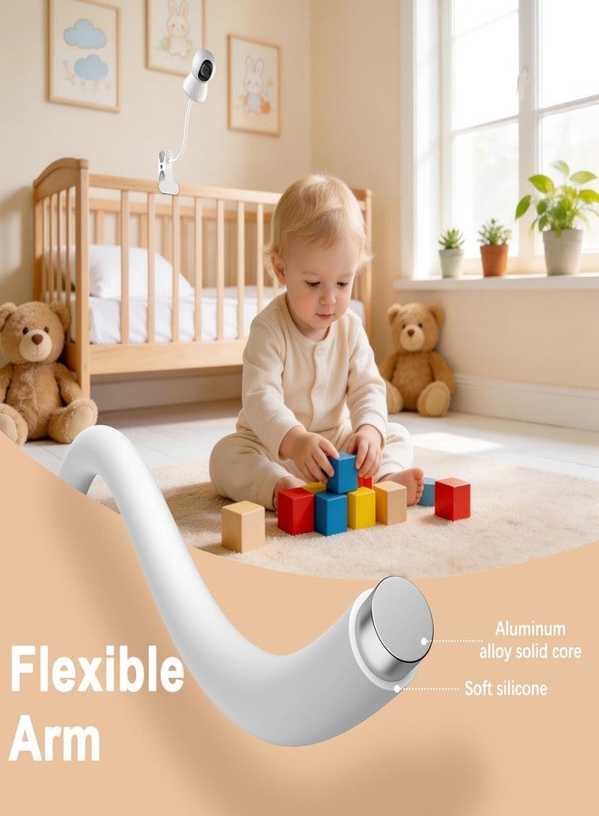 Vebiso Universal Baby Monitor Mount 2026 Upgraded - Adjustable Gooseneck Flex Stand for Crib - Secure Clip Clamp Holder Compatible with HelloBaby HB6550/HB65/HB66, Nanit Pro, VTech & Most Baby Monitors - Image 3