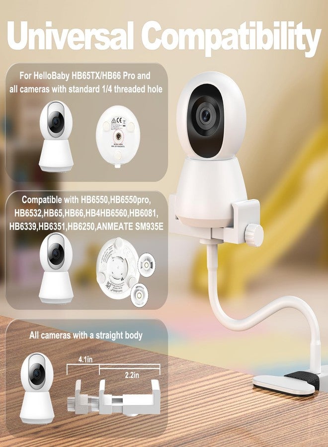 Vebiso Universal Baby Monitor Mount 2026 Upgraded - Adjustable Gooseneck Flex Stand for Crib - Secure Clip Clamp Holder Compatible with HelloBaby HB6550/HB65/HB66, Nanit Pro, VTech & Most Baby Monitors - Image 2