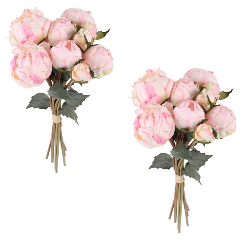 ICBOX Purple Artificial Peony Flowers 2 Bouquets - Silk Peonies With Stems for Decoration, Cake Decorating, Table Centerpieces, Home Decor Indoor - Image 1