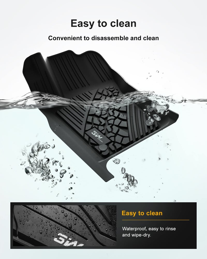 3W Floor Mats Fit for Jeep Grand Cherokee 2016-2021/ Grand Cherokee WK 2022 2023/ Dodge Durango 2016-2021 (2nd Row Bench Seating Only) TPE All Weather Custom Fit Full Set Car Liners Accessories - Image 5