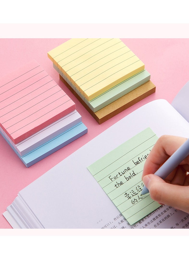 Generic - 6 Packs of Sticky Notes Colorful Lined Sticky Notes 76 x 76mm Super Sticky Memo Pad Notebook (480 Sheets) - Image 1