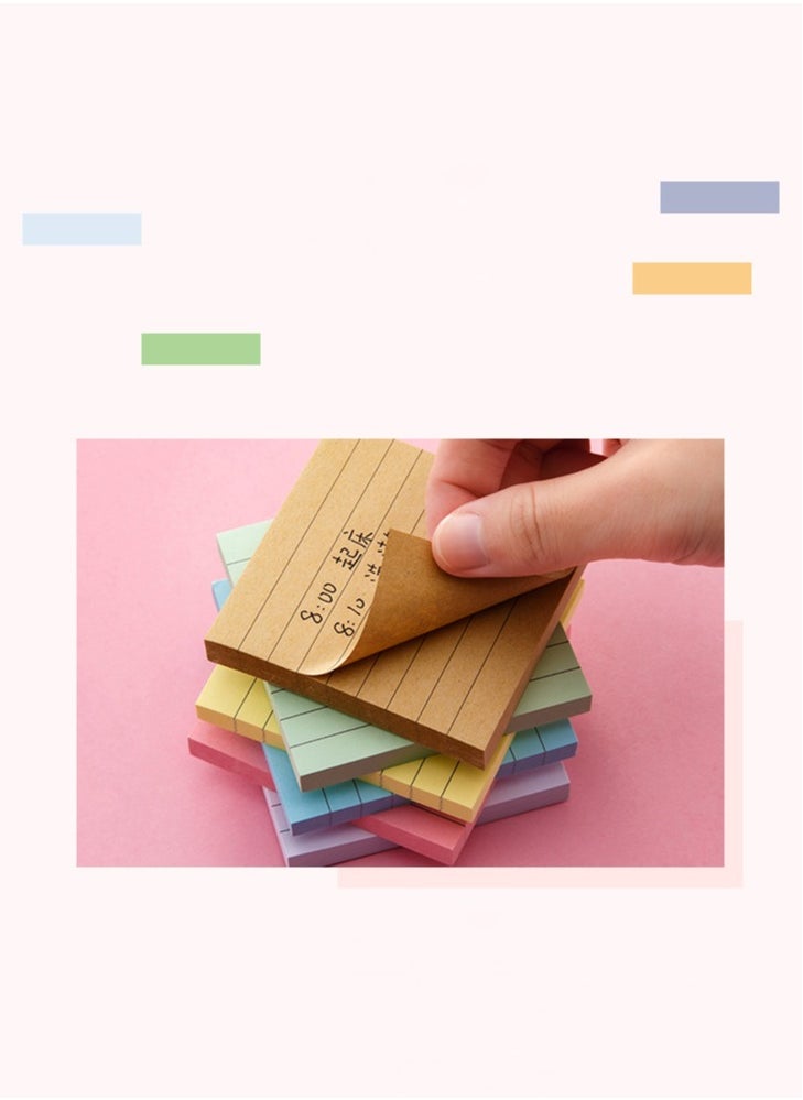 Generic - 6 Packs of Sticky Notes Colorful Lined Sticky Notes 76 x 76mm Super Sticky Memo Pad Notebook (480 Sheets) - Image 1