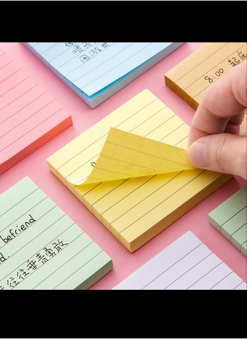 Generic - 6 Packs of Sticky Notes Colorful Lined Sticky Notes 76 x 76mm Super Sticky Memo Pad Notebook (480 Sheets) - Image 1