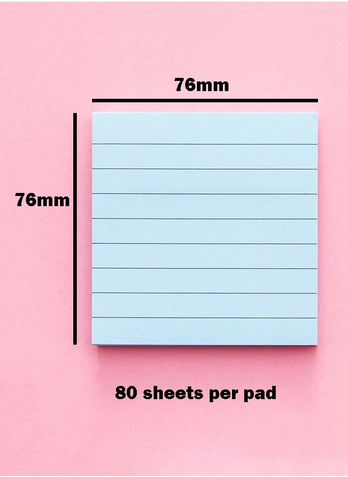 Generic - 6 Packs of Sticky Notes Colorful Lined Sticky Notes 76 x 76mm Super Sticky Memo Pad Notebook (480 Sheets) - Image 1