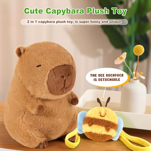 Ditucu Cute Capybara Plush with Bee Backpack Kawaii Capibara Stuffed Animal Toys Plushies Gifts for Kids Brown 13 inch - Image 5