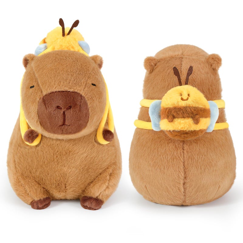 Ditucu Cute Capybara Plush with Bee Backpack Kawaii Capibara Stuffed Animal Toys Plushies Gifts for Kids Brown 13 inch - Image 3