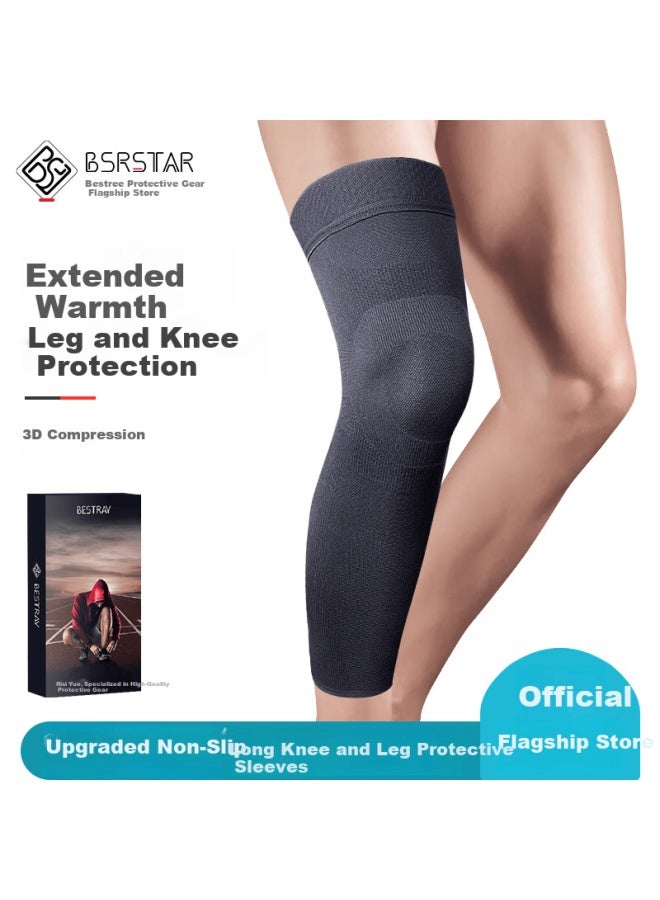 Bestray Baisrui Extended Knee And Leg Sleeves Long Tube Thickened Warm Running Basketball Professional For Men - Image 1