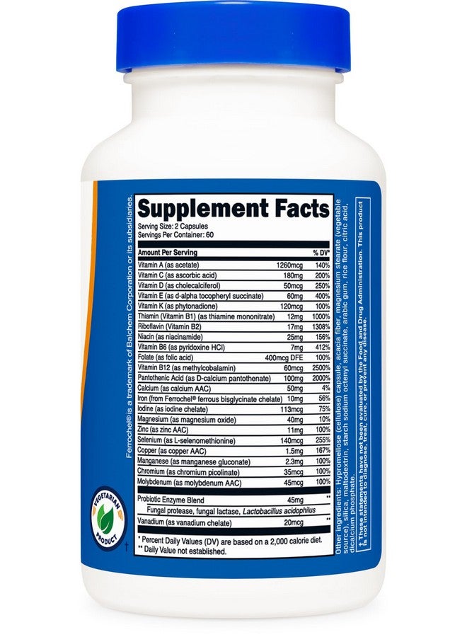 Nutricost Multivitamin with Probiotics 120 Vegetarian Capsules - Packed with Vitamins & Minerals - Image 5