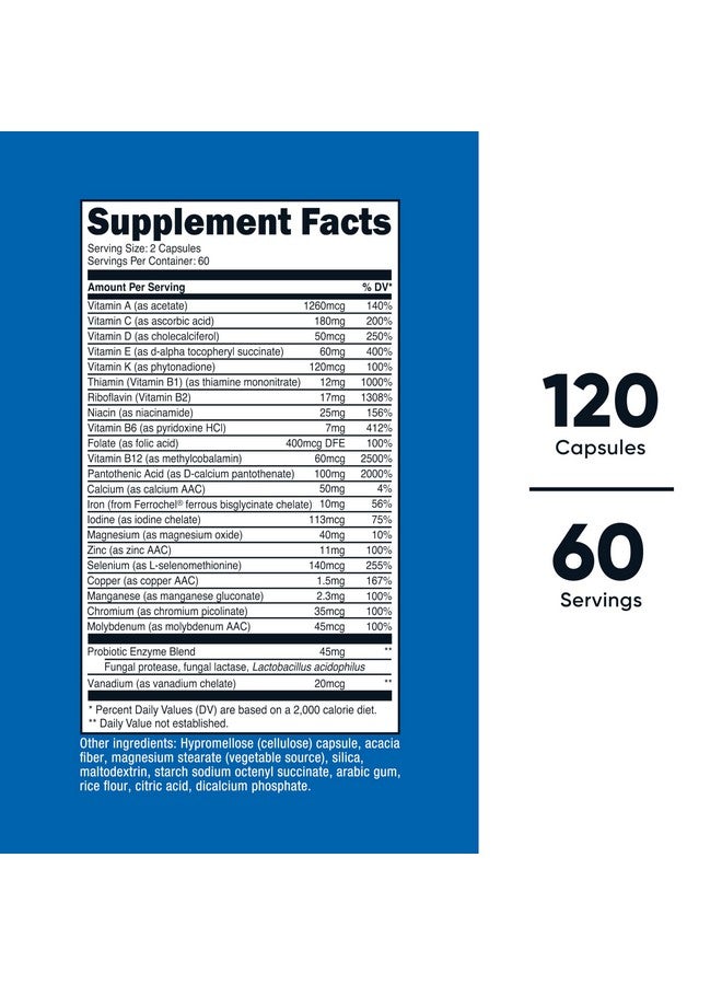 Nutricost Multivitamin with Probiotics 120 Vegetarian Capsules - Packed with Vitamins & Minerals - Image 2