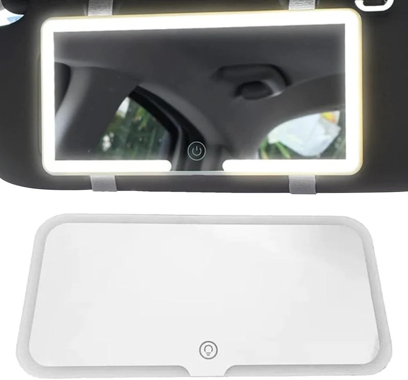 GABANIZ Car Vanity Mirror for Sun Visor with LED Lights | 80 LED Rechargeable Makeup Mirror with 3 Light Modes & Touch Dimming | Universal Fit Car Accessory for Women & Girls - Image 2