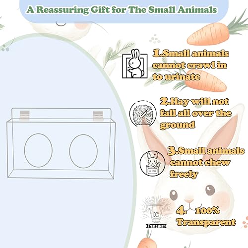 Xymoso Acrylic Rabbit Hay Feeder with Lid,Guinea Pig Hay Rack Holder Chinchilla Cage Accessories for Rabbits Guinea Pigs Bunny - Image 4