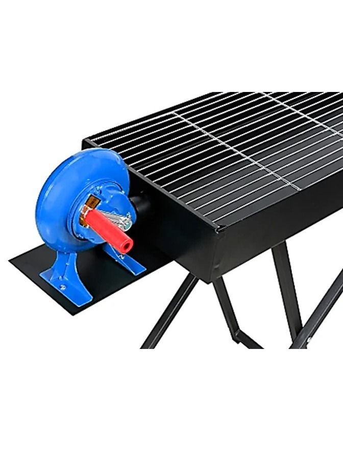 We Happy BBQ Grill with Blower Fan Barbecue Folding Outdoor Metal X Shape Stand, Perfect for Camping, Picnic, and Easy to Carry 60 CM, Black - Image 3