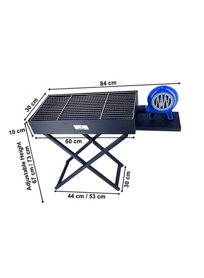 We Happy BBQ Grill with Blower Fan Barbecue Folding Outdoor Metal X Shape Stand, Perfect for Camping, Picnic, and Easy to Carry 60 CM, Black - Image 2