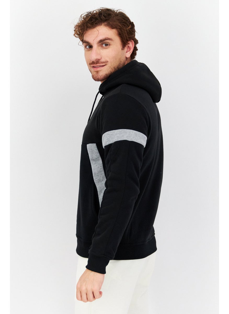 Modern Culture Men Hood With Drawstring Long Sleeve Sweatshirts, Black  - Image 4