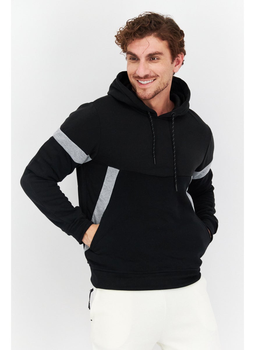 Modern Culture Men Hood With Drawstring Long Sleeve Sweatshirts, Black  - Image 1