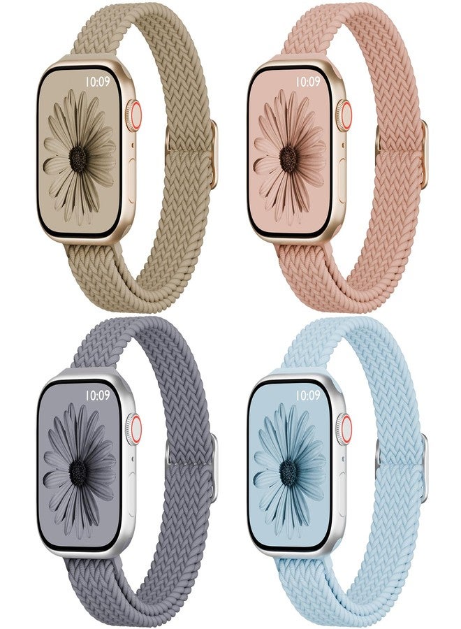 4 قطع من حزام ساعة Apple Watch 38 مم 42 مم 40 مم 44 مم 41 مم 45 مم 46 مم 49 مم للنساء والرجال، حزام رفيع من النايلون بحلقة فردية لسلسلة iWatch 11 10 9 8 7 SE 6 5 4 3 Ultra - Image 1