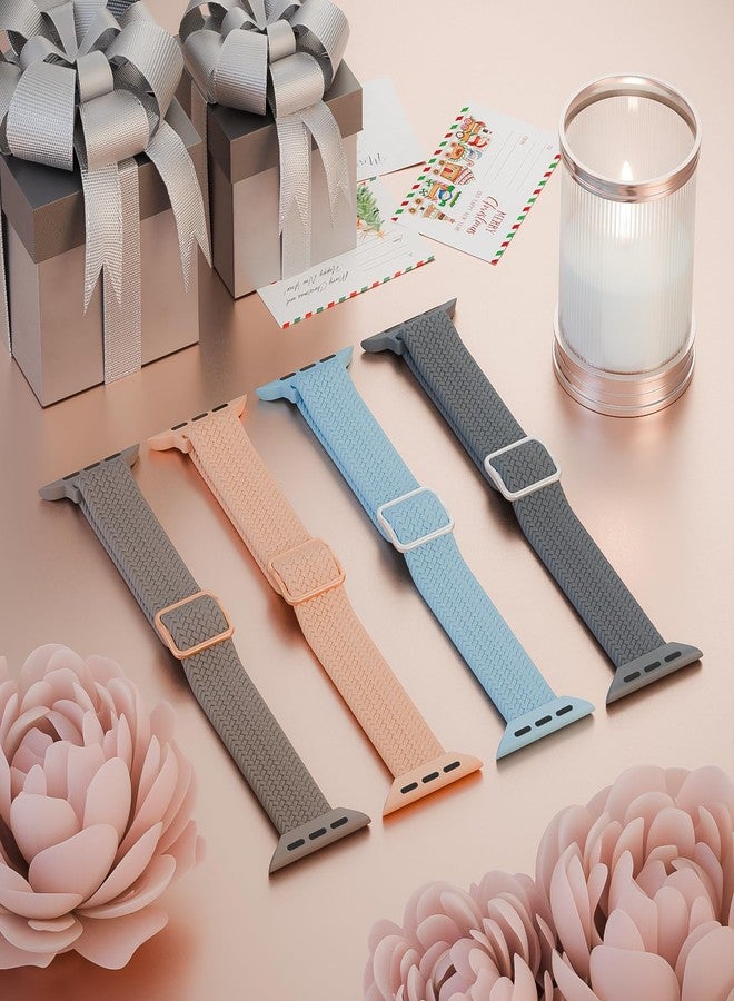 4 قطع من حزام ساعة Apple Watch 38 مم 42 مم 40 مم 44 مم 41 مم 45 مم 46 مم 49 مم للنساء والرجال، حزام رفيع من النايلون بحلقة فردية لسلسلة iWatch 11 10 9 8 7 SE 6 5 4 3 Ultra - Image 2