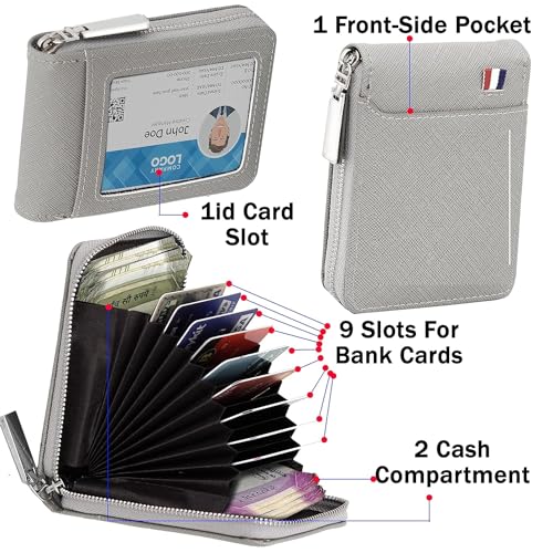 rts New Imported RFID Protected 9 Slot Vertical Genuine PU Leather Credit Debit ATM Business Card Holder Wallet Protector with Zipper Case Money Coin Purse for Men,Women, Festive Gifting Valentines - Image 5