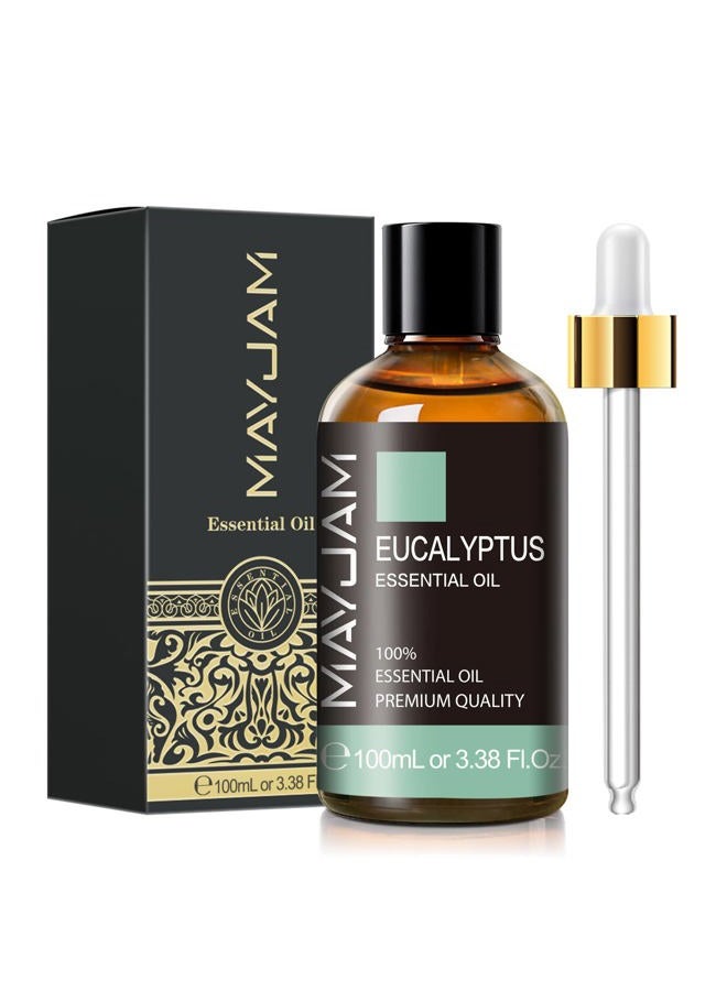 MAYJAM زيت الأوكالبتوس العطري، MAYJAM 3.38 أونصة سائلة زجاجة كبيرة من الزيوت العطرية النقية، مثالي للاستخدام في غرفة المعيشة، غرفة النوم، المكتب، السيارة - Image 1