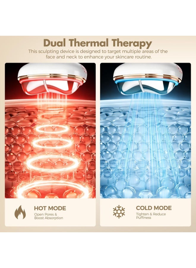 Electric Facial Gua Sha Massager, Red Light Therapy Face Device with Microcurrent, Hot Compress for Skin Absorption & Cold Therapy for Hair Removal, Face Lifting & Tightening Tool - Image 3