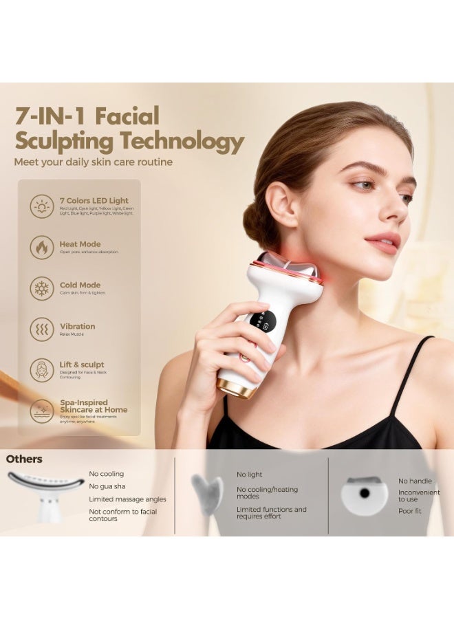 Electric Facial Gua Sha Massager, Red Light Therapy Face Device with Microcurrent, Hot Compress for Skin Absorption & Cold Therapy for Hair Removal, Face Lifting & Tightening Tool - Image 2