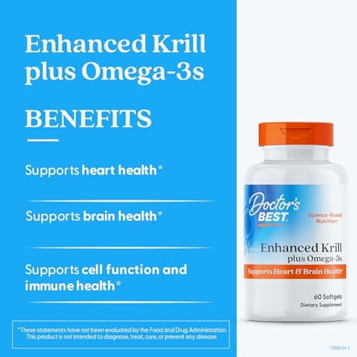 Doctor's BEST Doctors Best Enhanced Wild Caught Antarctic Krill (Superba2) Plus Omega-3s, Supports Heart & Brain Health, Non-GMO, Gluten Free 60 Softgels - Image 4