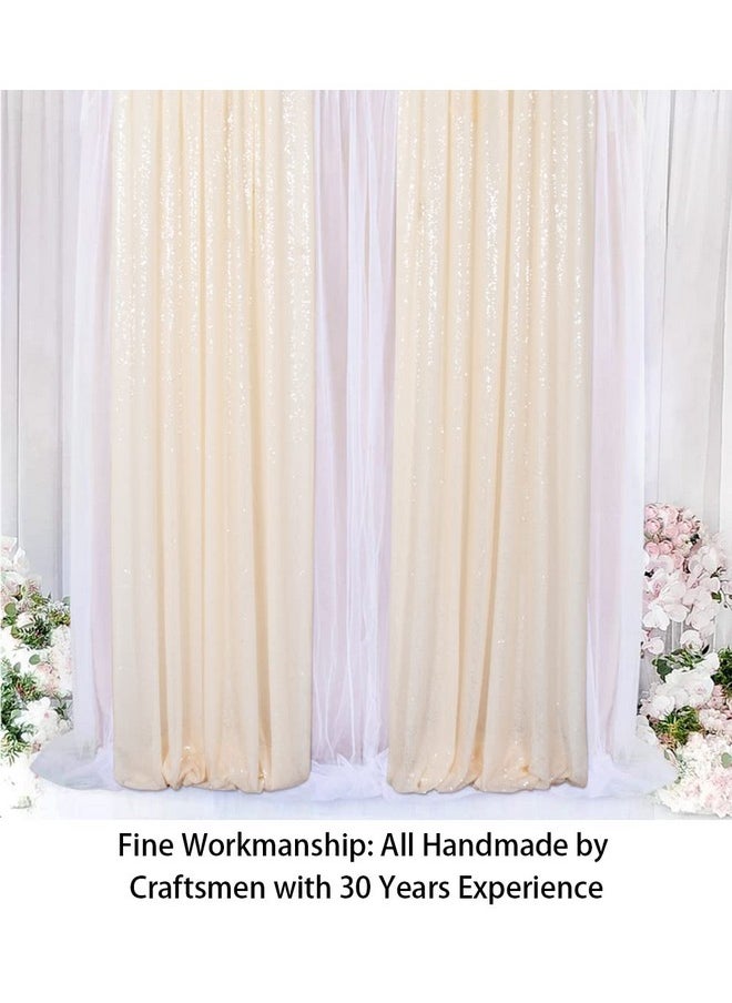 ShinyBeauty Sparkle Backdrop Curtain Ivory 2 Panels Set Sequin Photo Backdrop 2Ftx8Ft Sequin Backdrop Curtain Pack Of 21220S  - Image 4