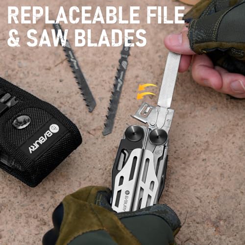 BIBURY Multitool Pliers Pro BI2045, Foldable Multitools with Replaceable Wire Cutters and Saw, Stainless Steel Multi Tool w/Upgraded Scissors and Screwdriver Set, Ideal for Camping, Hiking, Survival - Image 3