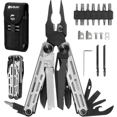 BIBURY Multitool Pliers Pro BI2045, Foldable Multitools with Replaceable Wire Cutters and Saw, Stainless Steel Multi Tool w/Upgraded Scissors and Screwdriver Set, Ideal for Camping, Hiking, Survival - Image 1