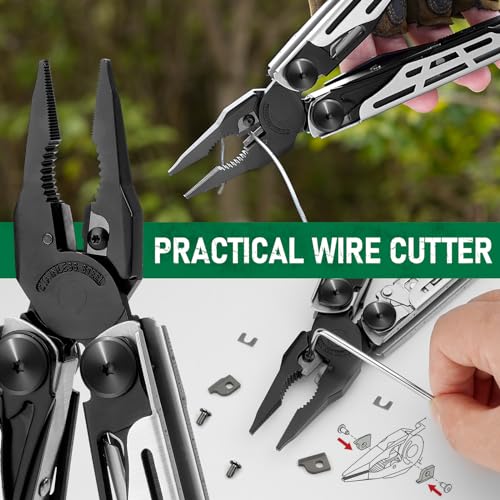 BIBURY Multitool Pliers Pro BI2045, Foldable Multitools with Replaceable Wire Cutters and Saw, Stainless Steel Multi Tool w/Upgraded Scissors and Screwdriver Set, Ideal for Camping, Hiking, Survival - Image 4